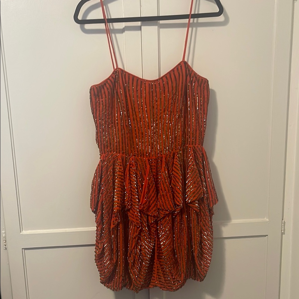 French connection Sequin Striped Bubble Dress
